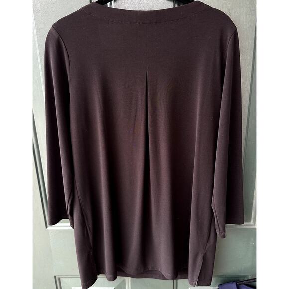 Susan Graver QVC Liquid Knit 3/4 Black Tunic Blouse w/ Back Pleat , Size S - Picture 2 of 3